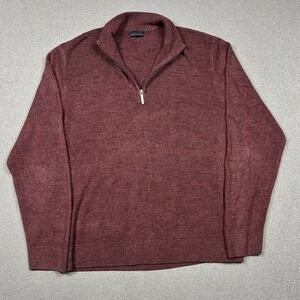 Geoffrey Beene Acrylic 1/4 Zip Pullover Sweater Mens XL Red Knit
